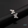 Fashion Classic 4 Four Leaf Clover Open Butterfly Band Rings S925 Silver 18K Gold with Diamonds for Women&Girls Valentine's M257E