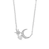 100% 925 Sterling Silver Crescent Pearl Moon Star Naszyjnik dla Kobiet Duchowy Islamski Muzułmański Amulet Wisiorek Biżuteria Religijna
