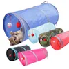 Giocattoli per gatti Giocattolo pieghevole 7 colori Divertente Tunnel 2 fori Tubi da gioco Palline Pieghevole Piega Cucciolo di cane Chat