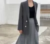 Toppies Spring Double Breasted Long Blazer Koreanska Chic Suit Jackor Ladies Formal Business Clothes 210927