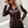 Kvinnors Jackor Faux Läderjacka Kvinnor Casual PU Loose Motorcykel Hooded Kvinna StreetWear Solid Coat Koreanska Chic Höst