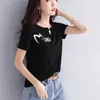 POLERAS MUJER DE MODA Agujero de impresión T Shirt Ropa de mujer Tops de verano Tops de algodón Coreano T- Female Talla grande TEE FEMME 210615