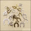 Hallazgos de joyer￭a de encantos componentes 60 piezas metal para hacer animales buena suerte zapatos de caballo de herradura