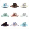 10 stili Tie dye Jazz Cappello formale Lady Feltro Cappelli Fedora moda Stili britannici Cappellini a tesa larga unisex Trilby Chapeau per uomo Donna Regalo DHL