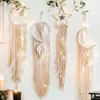 Звездная луна декоративные объекты фигурки Sun Macrame Dream Catcher Boho Домашняя стена Декор Девушки Детские детские садовые украшения на открытом воздухе подарки с светом