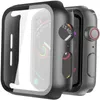 für Apple Watch-Gehäuse aus hartem PC mit Displayschutzfolie aus gehärtetem Glas, kompatibel mit 41 mm, 45 mm, 42 mm, 44 mm, 40 mm, 38 mm