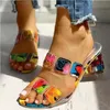 Square Heels Summer Sandals Peep Toe Multi Colors Wedge Sandalias de Verano Para Mujer