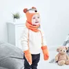 Bebê crianças chapéu lenço luvas 3 pcs conjunto crianças inverno desenhos animados fox chapéus para meninas meninos cute orelha aquecedor lã hairball kbh134