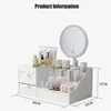 Boîte de rangement de maquillage miroir LED Salle de bain Grand-capacité Cosmetics Beauty Beauty Skin Care Dressher Girl 210423