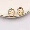 Vintage 18K Gold Plated Luxury Brand Designers Letters Stud Clip Chain Geometric Famous Women Tassel Crystal Rhinestone Pearl Earring Wedding Party Jewerlry
