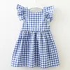 Nouveau été manches volantes Plaid bébé fille vêtements volants dos nu enfants robe loisirs belle bébé robe enfants vêtements Q0716