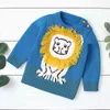 Jesień zima chłopiec dziewczyna z długim rękawem kreskówka lew żakardowy splot sweter z dzianiny chłopców dziewczyny swetry dla dzieci 210429