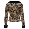Frauenjacken Frauen 2022 Herbst Jacke Frauen Winter Kleidung Leopardenmuster weibliche Strickjacke mit Pelzkragenknopf y2k Bluse Long