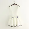 H.SA Frauen Sommer Kurzes Plissee Strap Kleid Kawaii Welpen Fußabdrücke Harajuku Chic Koreanische Nette Mini Vestidos 210417