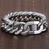 Davieslee 18 / 22mm Heavy Mäns Armband Curb Cuban Link Silver Färg 316L Rostfritt stål Armband Male Smycken DLHB287 210611