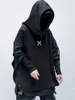 Techwear Hoodie Men Black Gothic Cosplay Японская уличная одежда Одежда 211014