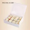 ウィンドウホワイトブラウンクラフト紙箱デザートムースボックス12カップケーキホルダー卸売業者カスタマイズ210402