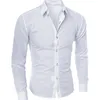 Stijl Casual Heren Overhemd Lange Mouw Luxe Button Up Zijden Katoenen Shirt Slim Fit Hand Naaien Mode Geen Strijken Westerse De