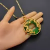 Anniyo pendentif Dragon de bon augure colliers femmes hommes bijoux Style chinois pierre verte artificielle bonne chance bonheur #018007