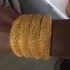 Dubai bollar Bangles för kvinnor Etiopiska Armband Bröllop Smycken Afrikanska Gåvor Guldfärg Islam Middle East Gold Bangle Q0717