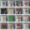 Almofada/travesseiro decorativo Plantas coloridas árvores de vida almofada impressa para almofadas para trás do cáus