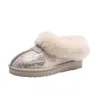 36-42 Büyük Boyut Kış Kadın Kar Botları Kısa Silindir Kazık kalınlaşan Açık Slip Slip Pamuk Ayakkabı ile Bir Ayak