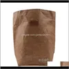 再利用可能な耐久性のある絶縁サーマルクーラーサック収納袋ブラウンクラフト紙の給袋iqpph hteoj