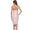 Kunstleder Sexy Casual PU Kleid Glänzende Herbst PVC Fetisch Latex Gummi Frau Wet Look Bodycon Party Kleider