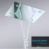 HM 샤워 시스템 현대 폭포 강우 대형 천장 LED 헤드 세트 오목한 온도 조절기 믹서 탭