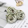 50/100 pcs 4 cm Artificial Rose Seda Chá Cabeças Para Casa Decoração DIY DIY Scrapbooking Artesanato Falso Flores Artesanato 211015