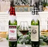 Christmas Gnome Wine Bottle Cover Handmade Buffalo Plaid Champagne Toppers Santa Hat Hanging Decoration SN5929