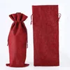 Burlap Wine Bottles Bags Champagne Wines Bottle Covers Gift Wrap Pouch Packaging Bag Wedding Party Festival Xmas Decor 15*35cm T9I001481