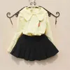 Camicia a maniche lunghe autunnale per bambini grandi Colletto rovesciato in cotone Ricamo con carota adorabile Top Camicette per ragazze Abiti da principessa 210622