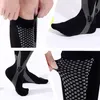 Aliviar la compresión hasta la rodilla calcetines deportes al aire libre correr enfermería medias de maratón para mujeres hombres blanco negro azul OZYW