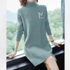 Kvinnors tröjor Kvinnor Elegant O Neck Sweater Autumn Winter Solid Color Loose Klädklänning Bodycon Varma klänningar Lady Slim Robe Pull Vestido