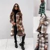 Women's Wool & Blends Kalenmos Streetwear-style Long-sleeved Plaid Print Coat Women Shirt Lapel Straight Single-breasted Coats And Jackets W