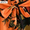 Kobiety V Neck Tropical Flower Print Bow Mite Sashes Dress Kobieta Latarnia Rękaw Dorywczo Kimono Vestidos Chic Dresses DS4436 210420