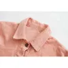 Chaqueta de pana rosa vintage, camisa con borlas, abrigo suelto de un solo pecho, ropa de mujer 210421