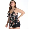 Dames Badmode Tankini Set Plus Size Badpak Flounce Floral Printed Tweedelige badpakken Tummy Control