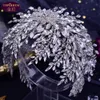 Luxury Diamond Leaf Flower Wedding Tiara Baroque Crystal Bridal Headwear Crown Rhinestone with Wedding Jewelry Hair Accessories Di228I