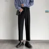 Men's Suits & Blazers Summer Thin Casual Pants Fashion Gray Black Suit Men Korean Loose Straight-leg Dress Mens Wide-leg S-3XL