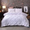 Luxurious Black Pinch Pleat Duvet Cover Set - Queen/King Size 3 Piece Bedding Set with Pillowcases - Soft and Elegant Comforter Cover Set