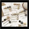 & Barrettes Jewelry Jewelry Korea Chic Alloy Metal Clips Pearls Hairpins Geometric Flower Barrett Women Hair Aessories Gold Color Hairgrip Ps