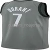 Mens Women Youth Kevin Durant # 7 Grey 201920 Swingman Jersey cucita nome personalizzato qualsiasi numero Maglie da basket