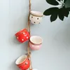 nouveau Ensemble de quatre pièces de pot de fleurs suspendu en céramique balcon perméable à l'air Pot de plante mural suspendu jardinière en céramique pastel rustique EWD6604