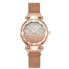 Montre à Quartz Femme 33mm Style Classique Montres Femme Montre De Luxe Élégante Mode sbusiness Montre-Bracelet Rond Dégradé Ciel Étoilé Lumineux En Acier Inoxydable Cadeau