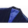 Mens Luxury Royal Blue Bronzing 2 Piece Velvet Suits Brand One Button Shawl Collar Tuxedo Suit Male Party Banquet Wedding Terno 210522