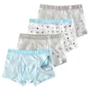 4 pcs / lote de algodão shorts meninos underwear crianças cueca cueca cuecas calcinhas cartoon padrão macio adolescente crianças 4-14Y 211122