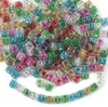 500 Pz/lotto 6.2mm Quadrato Distanziatore Branello di Fascino Acrilico Perline A-Z Lettera Alfabeto Misura Per La Collana Del Braccialetto Creazione di Gioielli Fai Da Te