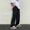 Styles Black/White Casual Pants Mens Fashion Loose Straight Wide Leg Pants Men Streetwear Hip-Hop Pocket Cargo Pants Mens suit clothing